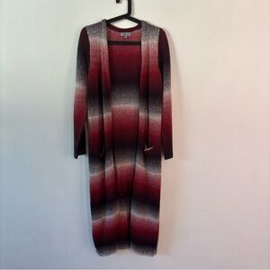 Joseph A. Burgundy and Pink ombré Knit duster cardigan Sweater